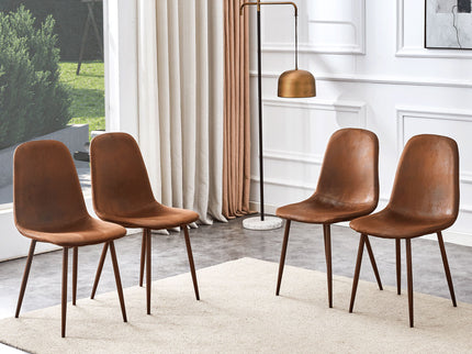 (Set of 4) Backrest AndTransfer Legs Chairs Adding A Touch Of Elegance To Minimalist And Scandinavian Style Homes - Walnut