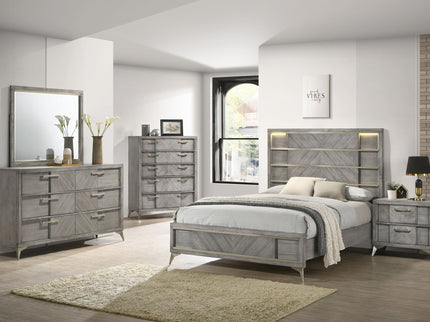 5 Drawer Chest Book Matched Veneers - Gray