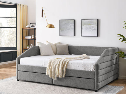 Elegant Daybed With Trundle Upholstered Tufted Sofa Bed
