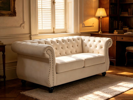 Chesterfield Button Tufted Loveseat With Rolled Arms
