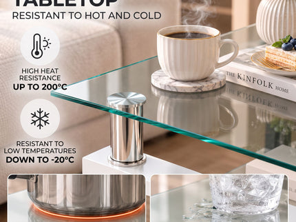 Modern Tempered Glass Tea Table, End Square Table For Living Room