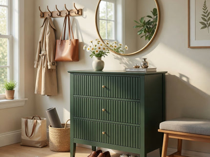 Fluted 3 Drawer Nightstand With Soft Close Slides