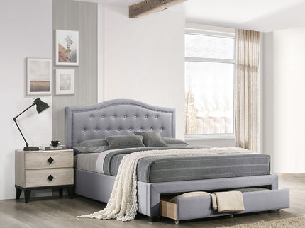 Modern Button Tufted Arch Headboard Bed With Storage Footboard
