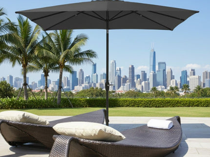 Rectangular Patio Umbrella With Crank Tilt, Polyester UV-Resistant Canopy