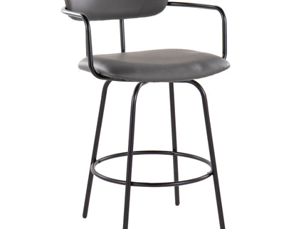 Demi - Contemporary Fixed Height Counter Stool With Swivel With Round Footrest (Set of 2)