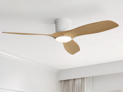 Flush Mount Ceiling Fan With Dimmable LED Light, 3 Blades, Reversible DC Motor Blades For Living Room