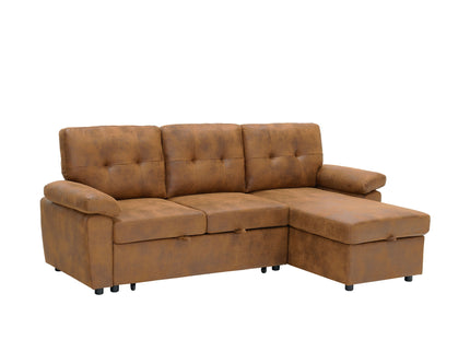 Convertible L - Sectional Sofa Bed With Storage Chaise And Padded Armrests