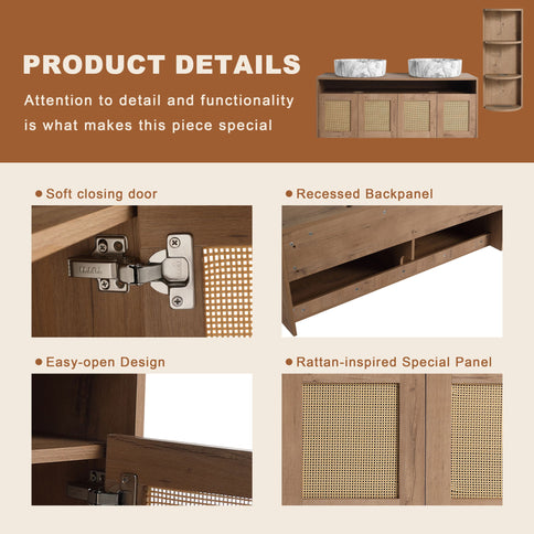 Bathroom Vanity & Art Sink And Storage Rack, Float Mounting Design