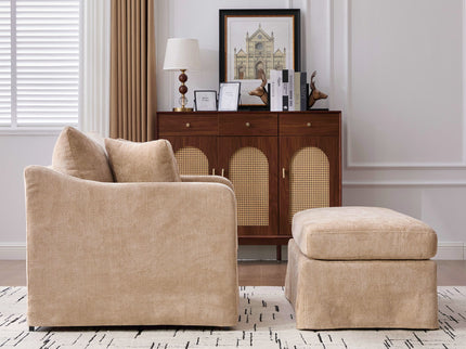 Accent Chair With Ottoman, Includes 2 Bolster Pillows