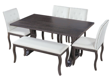 Dining Set With Bench, 6 Piece
