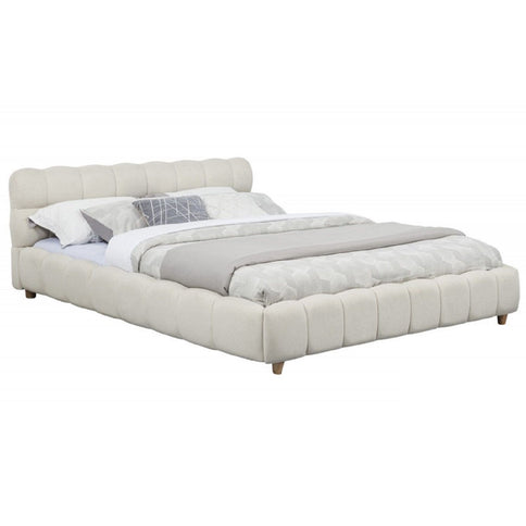 Queen Size Upholstered Platform Bed Frame - Beige