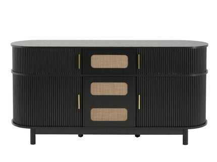Fluted Sideboard Buffet Cabinet With Sliding Doors And Adjustable Shelves