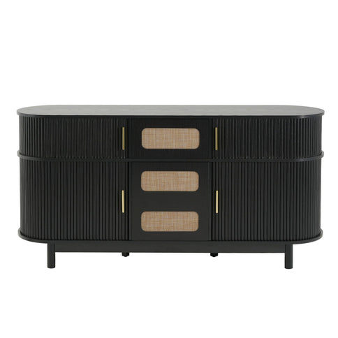 Fluted Sideboard Buffet Cabinet With Sliding Doors And Adjustable Shelves