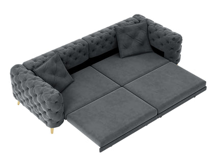 3 In 1 Convertible Sleeper, Deep Seat Pull Out Sofa Bed, Button Tufted