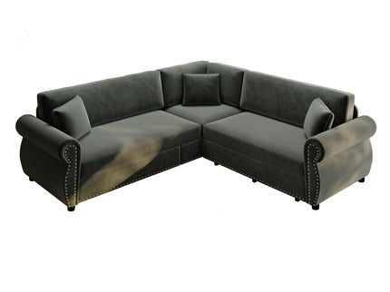 L-Shaped Sofa Couch With Pull-Out Bed