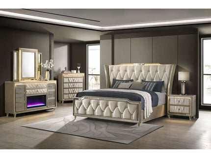 Mika - 8 Drawer LED Dresser And Mirror Set - Ivory