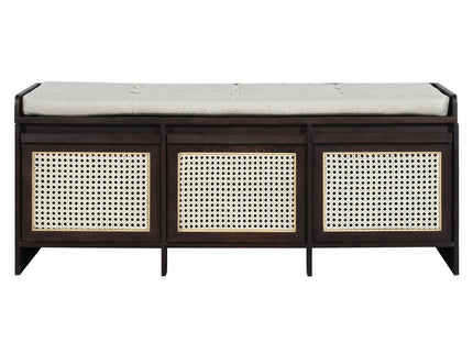Entryway Shoe Bench With Drawers & Button Tufted Cushion