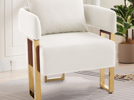 Modern Classic Design Decorative Chair Teddy Fleece Upholstered And Metal Foot