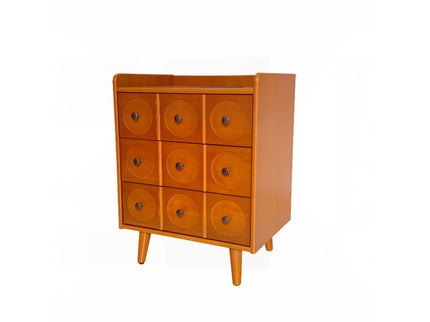 3 Drawer End Table With Charging Station For Bedroom - Natural Wood