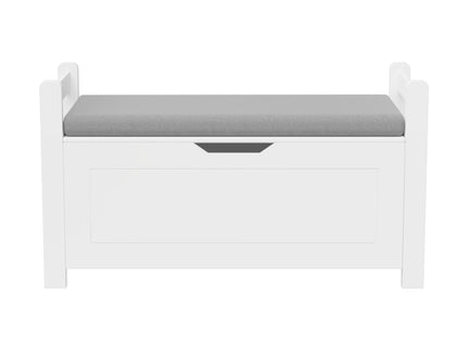 Kids Toy Box Chest Storage Cabinet With Cushion Seat Bench Flip Top Lid Safety Hinge - White