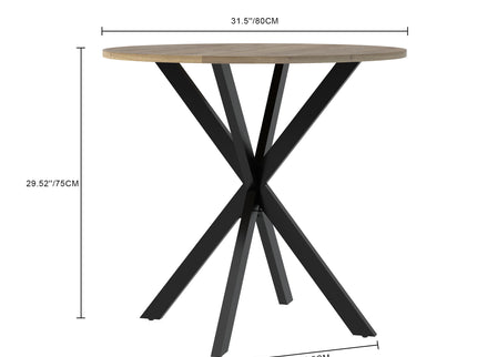 Round Dining Table For 2 - 4 People, Compact Kitchen Or Dining Room - Rustic Brown