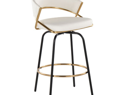 Jie - Fixed Height Contemporary Counter Stool With Swivel Round Footrest (Set of 2)