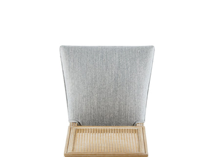 French Country Dining Chair With Rectangular Cane Backrest And Smooth Upholstered Seating