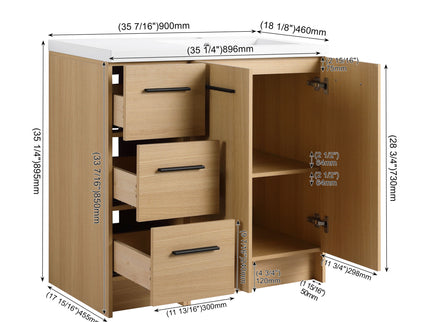 Wall Mounted Floating Bathroom Vanity With Sink, Door & Drawers Modular Cabinet