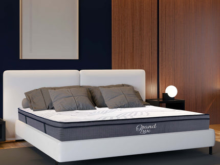 King Size Hybrid Plush Foam Mattress, Soft Polyester Knit Cover, Multi Layer Foam Mattress - White / Gray