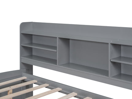 Captain Bed With Built In Bookshelves, 3 Storage Drawers, And Trundle
