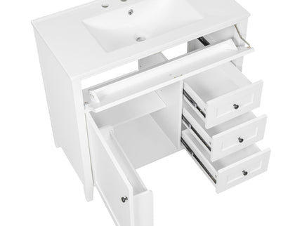 Bathroom Vanity With Sink, Cabinet With 3 Drawers And Adjustable Shelf