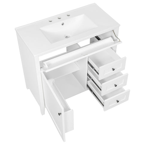 Bathroom Vanity With Sink, Cabinet With 3 Drawers And Adjustable Shelf