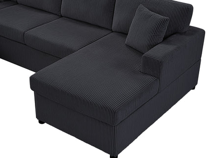 Oversized Sectional U-Shaped Sofa With Chaise Lounge And Three Soft Throw Pillows