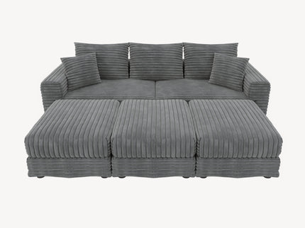 Convertible Deep Seat Sofa With Soft Pillows And Ottomans