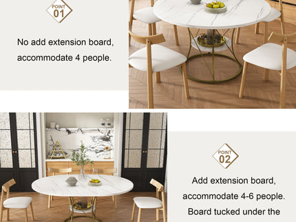Round Extendable Dining Table Set With Chairs