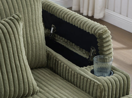 Modern Chaise Sofa With Adjustable Backrest, Cup Holders, Phone Holder & Storage Compartments For Living Room