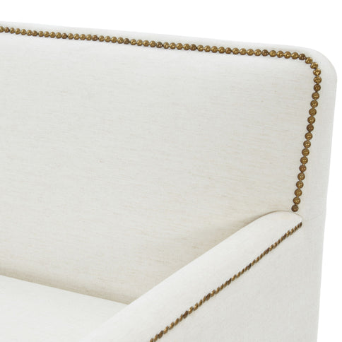 Tolland - Swivel Accent Chair With Antique Brass Nailhead Trim - Cream