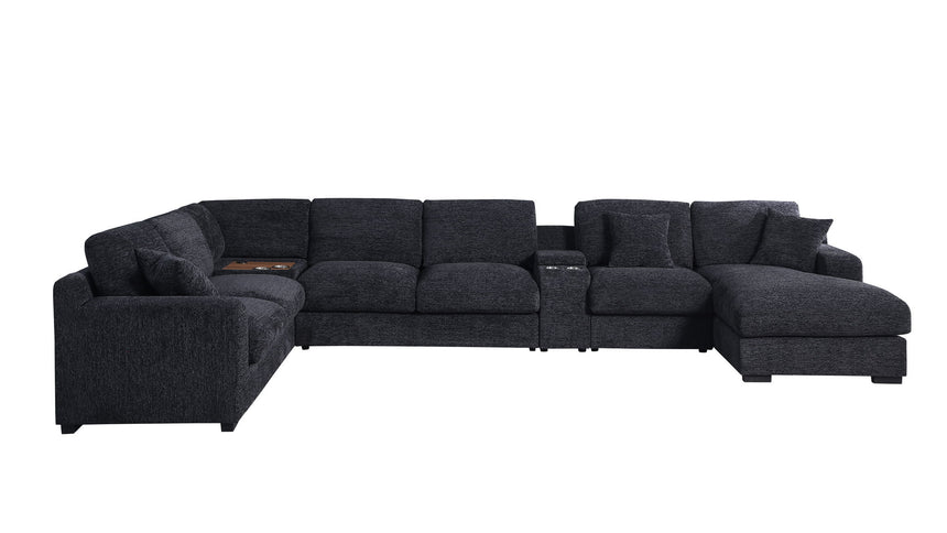 Celine - Fabric Corner Sectional Sofa With Right-Facing Chaise, Cupholders, And Charging Ports