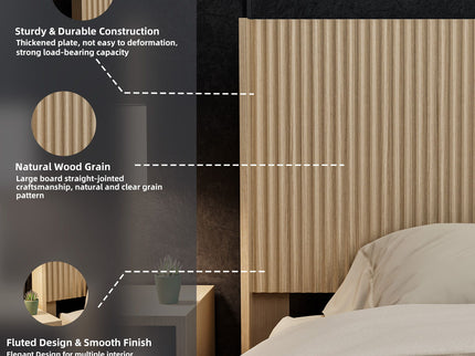 Modern Wide Wall Mounted Fluted Panel Headboard