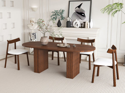Oval Dining Table Set For 6 With 4 Chairs - Walnut