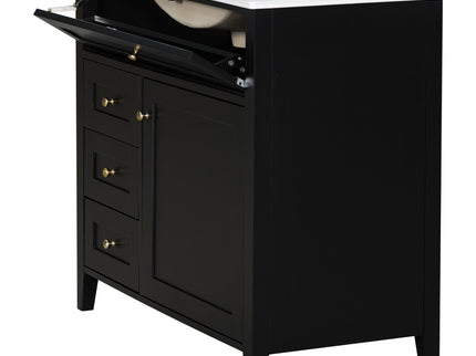 Bathroom Vanity With Sink, 3 Drawers & Cabinet With Adjustable Shelves