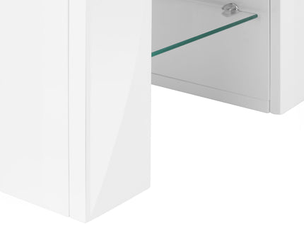 TV Stand, Console, Media Entertainment Center, Storage Cabinet, Glossy Contemporary & Modern - White