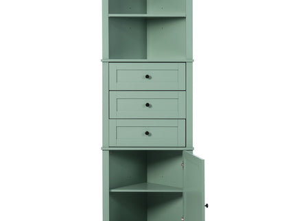 Tall Storage Cabinet With 3 Drawers And Adjustable Shelves For Bathroom