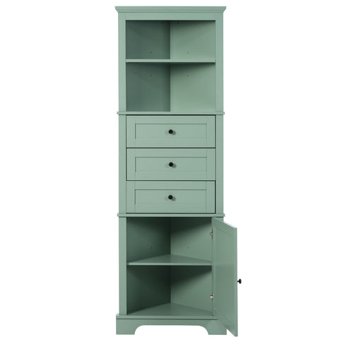 Tall Storage Cabinet With 3 Drawers And Adjustable Shelves For Bathroom