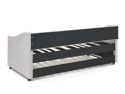 Upholstered Tufted Daybed With Drawers, Waved Arms