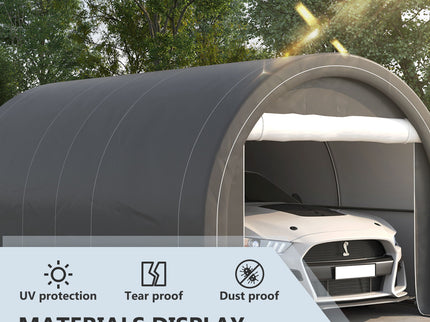 Outsunny - 10' x 16' Carport, Heavy Duty Portable Garage Storage Tent With Large Zippered Door, Anti-Uv Pe Canopy Cover For Car, Truck, Boat, Motorcycle, Bike, Garden Tools, Outdoor Work