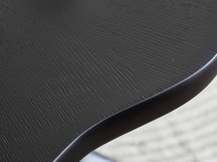 Sculptural Round Dining Table Petal Shape Root Texture For Dining Room - Black