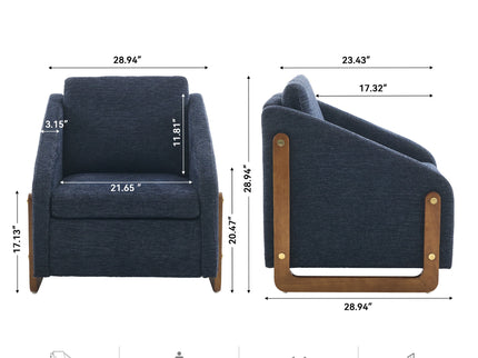 Modern Upholstered Armchair With Wooden Side Frame