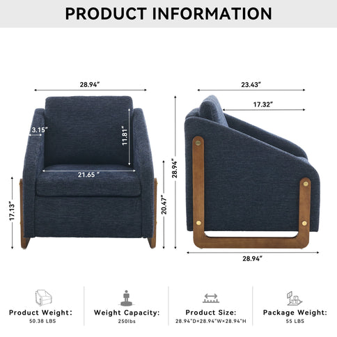 Modern Upholstered Armchair With Wooden Side Frame