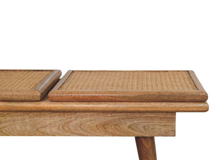 Larissa - Triple Accent Cane Bench - Beige